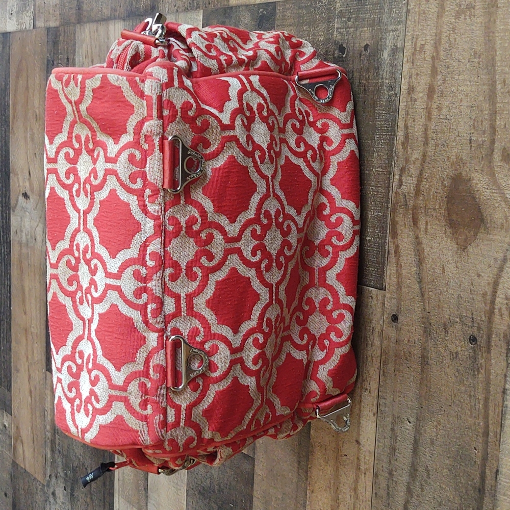 Petunia Pickle Bottom Diaper Bag Backpack Orange And Beige Tapestry - Picture 13 of 17